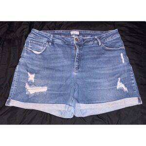 Ava & Viv Women's Plus Size Cuffed Stretch Denim Jean Shorts, Size 18W